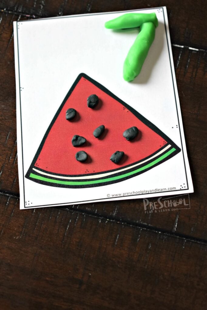 This fun watermelon seed counting to 15 activity is such a fun summer learning activity for young kids.