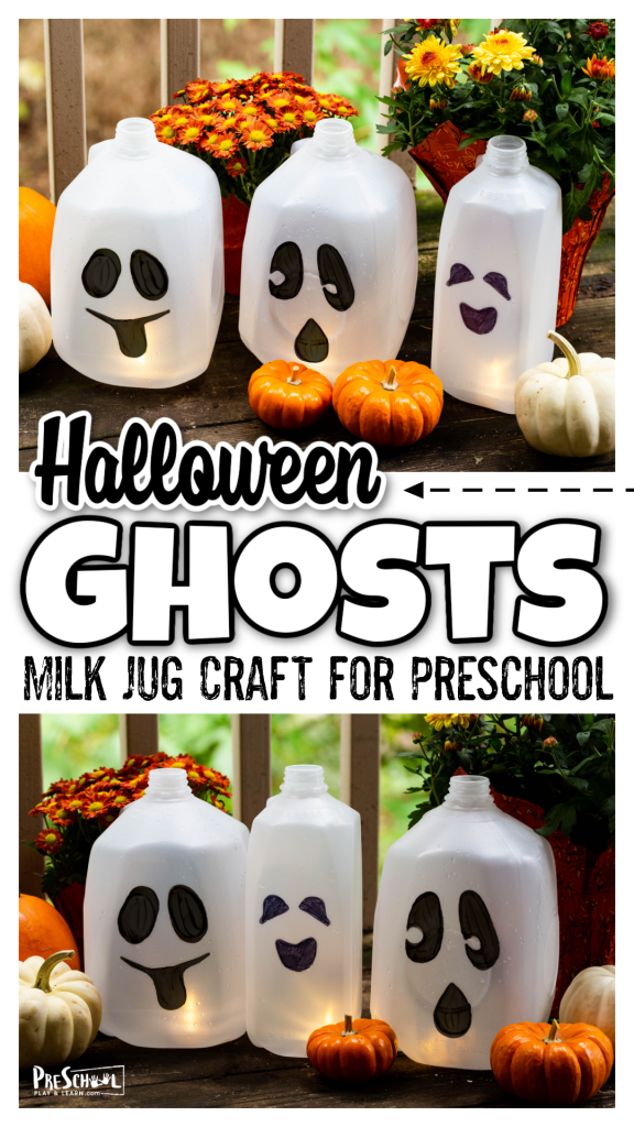 Searching for adorable, not-so-spooky ghost crafts for Halloween? Look no further! Our easy ghost milk jugs project is the perfect solution! This delightful craft is not only a fun activity for preschoolers, but it also doubles as charming Halloween decor for the entire month of October. Plus, this glowing preschool ghost craft can light up your night, making them perfect luminaries for your sidewalk or a cute night light. Get ready to bring some ghostly charm to your home!