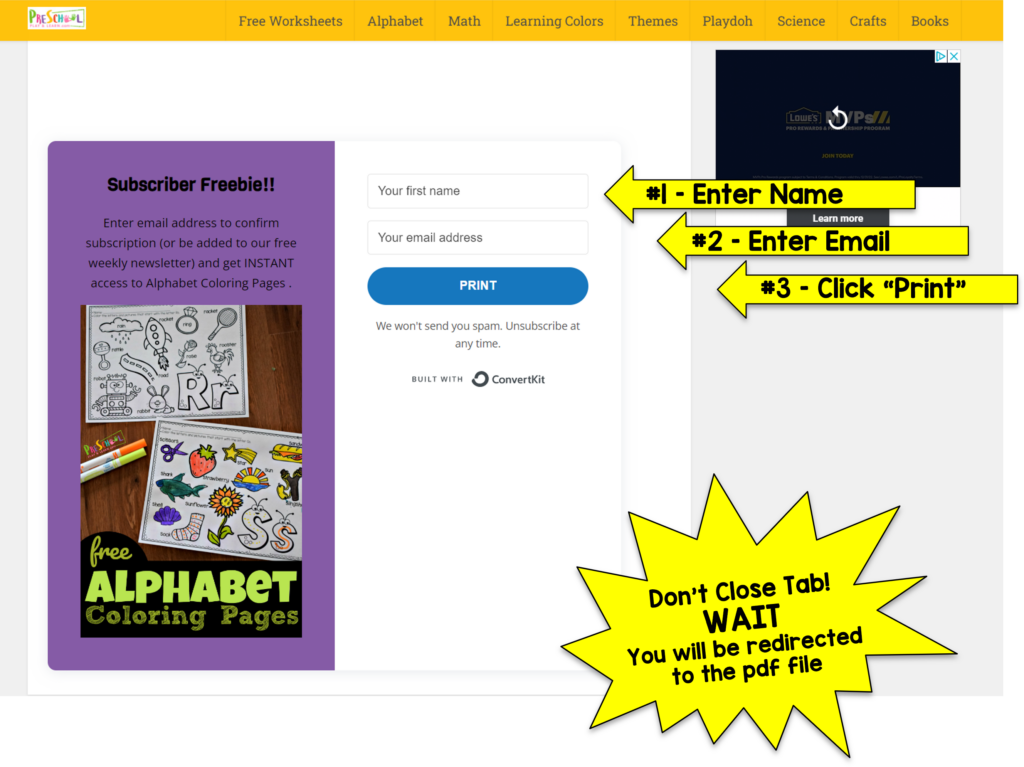 printing subscriber freebies